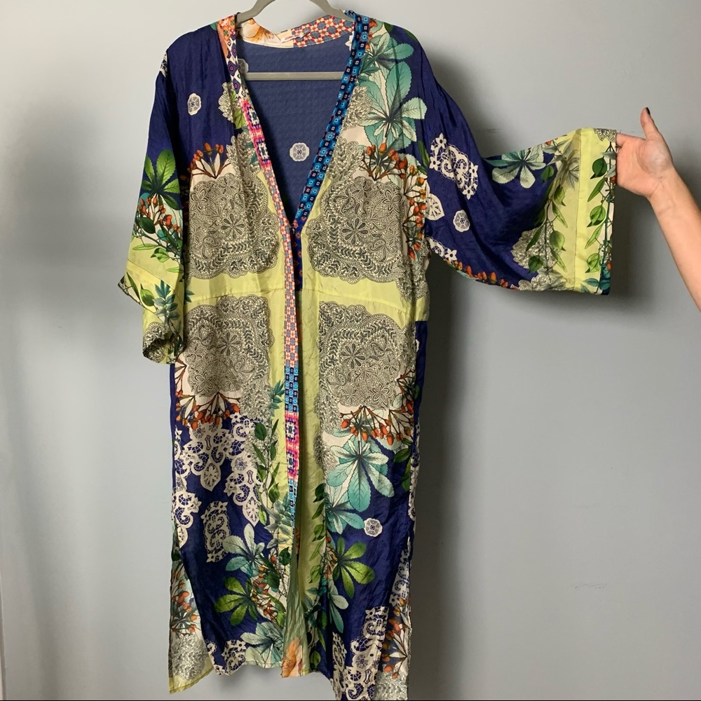 JOHNNY WAS PRINTED SILK KIMONO